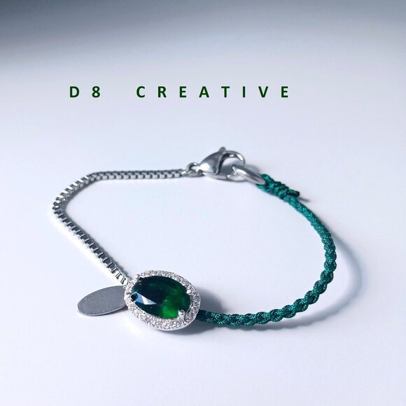 Solid 925 sterling silver with CZ and stainless steel handwoven bracelet - Picture 1 of 3